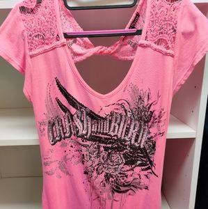 Crash and Burn Buckle Shirt Pink Lace